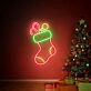 Brighten Up Your Festivities: Christmas Stocking Decor Wall Art Winter Decor LED Neon Sign for Home, Office, and Holiday Celebrations.