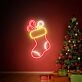 Brighten Up Your Festivities: Christmas Stocking Decor Wall Art Winter Decor LED Neon Sign for Home, Office, and Holiday Celebrations.