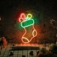 Brighten Up Your Festivities: Christmas Stocking Decor Wall Art Winter Decor LED Neon Sign for Home, Office, and Holiday Celebrations.