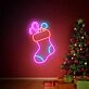 Brighten Up Your Festivities: Christmas Stocking Decor Wall Art Winter Decor LED Neon Sign for Home, Office, and Holiday Celebrations.