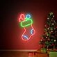 Brighten Up Your Festivities: Christmas Stocking Decor Wall Art Winter Decor LED Neon Sign for Home, Office, and Holiday Celebrations.