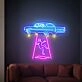 Elevate Your Space with Adventure: Perfect for Kids' Rooms, Themed Parties, and Sci-Fi Bars - Flying Car Led Neon Sign Kidnapping Alien Neon Light Sign