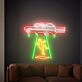 Elevate Your Space with Adventure: Perfect for Kids' Rooms, Themed Parties, and Sci-Fi Bars - Flying Car Led Neon Sign Kidnapping Alien Neon Light Sign