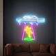Elevate Your Space with Adventure: Perfect for Kids' Rooms, Themed Parties, and Sci-Fi Bars - Flying Car Led Neon Sign Kidnapping Alien Neon Light Sign
