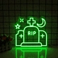 Elevate Your Halloween Celebration: Light Up Your Home, Office, or Spooky Event with the Tombstone Rip Wall Led Neon Sign.