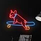 Brighten Up Your Space: Perfect for Room Decor, Bars, and Skate Shops with Bulldog Skateboarding LED Neon Sign Cute Dog Skateboarder LED Signs.