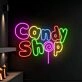 Brighten Your Candy Shop or Sweeten Your Home Decor with Custom Name Candy Shop LED Sign - Perfect for Parties, Weddings, and Retail Displays.