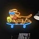 Brighten Up Your Home, Office, or Bar: Cute Dog Skateboarder Led Sign Cool Dachshund Neon Light for Stylish Room and Club Decor