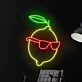 Brighten Up Your Space: Lemon Glasses Led Neon Sign, Perfect Custom Cute Fruit Led Light for Bars, Home Decor, and Lively Parties.