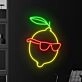 Brighten Up Your Space: Lemon Glasses Led Neon Sign, Perfect Custom Cute Fruit Led Light for Bars, Home Decor, and Lively Parties.