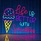 Life Is Better With Sprinkles Led Neon Sign Ice Cream Led Light Cream Coffee Deco