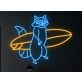 Raccoon Hold Surfboard Led Neon Sign