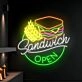 Sandwich Open Restaurant Led Neon Sign Sandwiches Neon Light