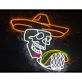 Skeleton Cowboy Eating Tacos Led Neon Sign
