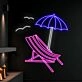 Summer Beach Chair Umbrella Led Neon Sign Beach Lover Neon Light