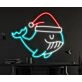 Whale Fish Christmas Hat Led Neon Sign Whale Fish Christmas Led Sign Christmas Neon Sign