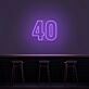 40 Neon Number Neon Sign