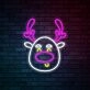 Christmas Deer Head Cute Elk Christmas Neon Sign