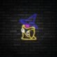 Ghost Wearing A Witch Hat Halloween Neon Sign