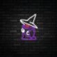 Ghost Wearing A Witch Hat Halloween Neon Sign