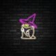 Ghost Wearing A Witch Hat Halloween Neon Sign