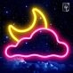 Cloud and New Moon Neon Sign