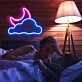 Cloud and New Moon Neon Sign