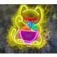 Lucky Cat Eating Noodles Neon Sign