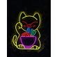 Lucky Cat Eating Noodles Neon Sign