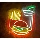 Burger Potato Chips Drink Fast Food Neon Sign