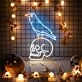 Crow Sitting Human Skull Neon Sign