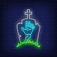 Gravestone Zombie Hand Neon Sign