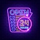 Retro Open 24 Hours Neon Sign
