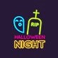RIP Ghost Halloween Night Neon Sign