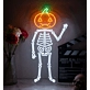 Skeleton with Pumpkin Head Neon Sign