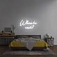 Where to next?' neon sign