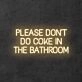 Please Don't Do Coke In The Bathroom Neon Sign