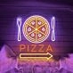 Pizza Neon Sign With A Fork And Knife