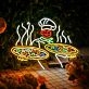 A Chef With Two Plates Of Pizza Neon Sign