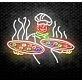 A Chef With Two Plates Of Pizza Neon Sign