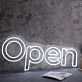 Open White Neon LED Sign