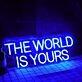 THE WORLD IS YOURS Blue Neon LED Sign