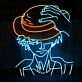 One Piece Luffy Holding Hat Neon Sign