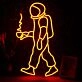 Astronaut Holding Coffee Neon Sign