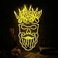Bearded skull with scissors on head Neon Sign