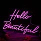 Hello Beautiful Purple Neon Sign