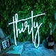 Thirty Blue Neon Sign