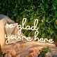 So Glad You Are Here Yellow Neon Sign