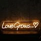 Love Grows Yellow Neon Sign