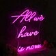 All We Have Is Now Pink Neon Sign